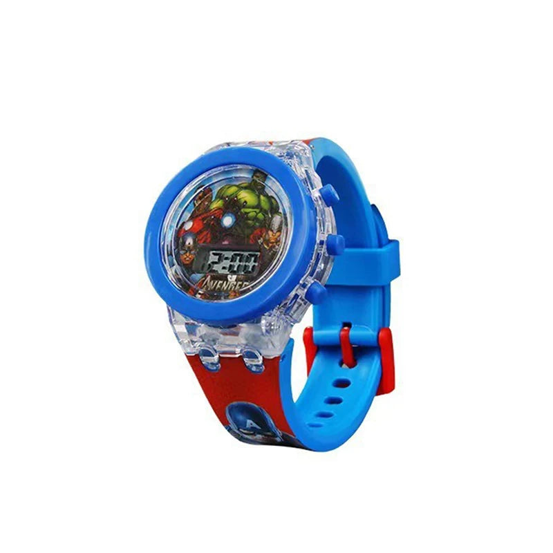 Kids LED Light Up Cartoon Watch with Colorful Flashing Lights, Water Resistant, Adjustable Silicone Strap