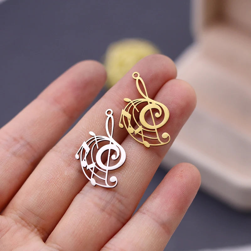 3Pcs DIY Jewelry Charms Set - Bee Cat Heart Clover Wolf Head Stainless Steel Pendants