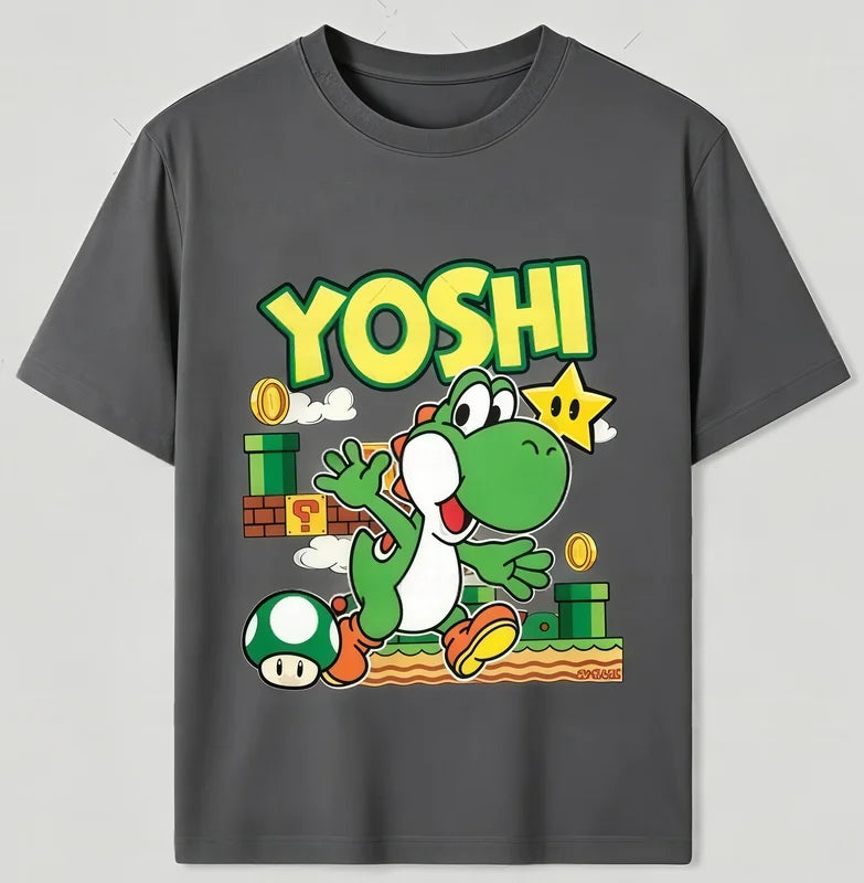Unisex Cartoon Yoshi Kids & Adult T-Shirt - Summer Short Sleeve Top