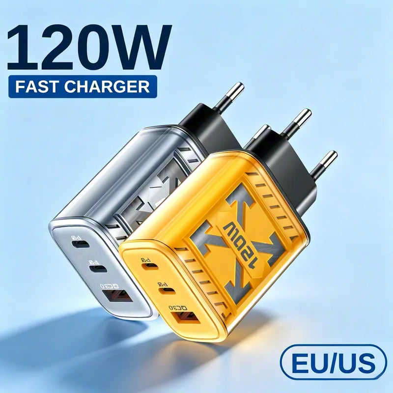 120W Fast USB-C Charger with Multiple Ports for Smartphones & Laptops