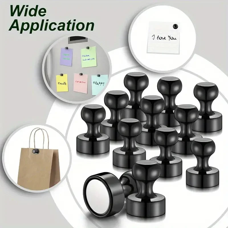 Magnetic Push Pins for Refrigerator & Whiteboard - Strong Neodymium Office & Kitchen Magnets