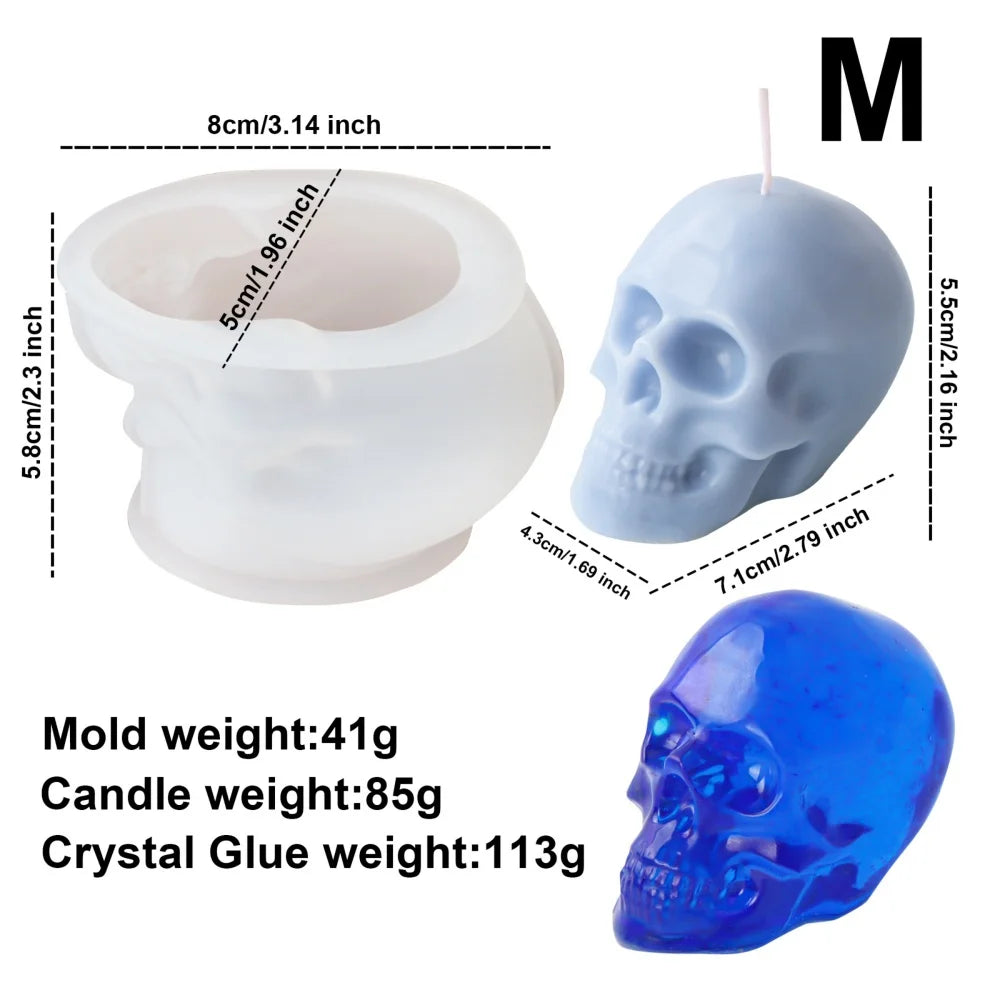 3D Human Skull Silicone Mold for Candle Making Halloween DIY Home Decor Gift