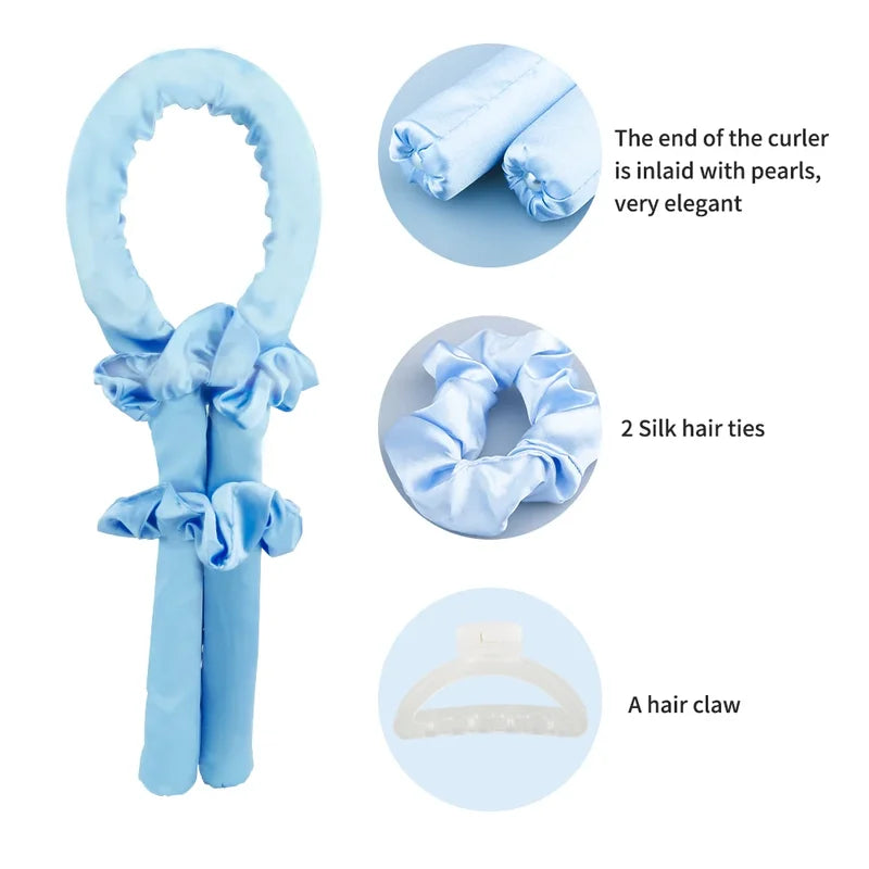 Women Heatless Silk Curlers for Overnight Hair Styling - Soft Foam Rollers