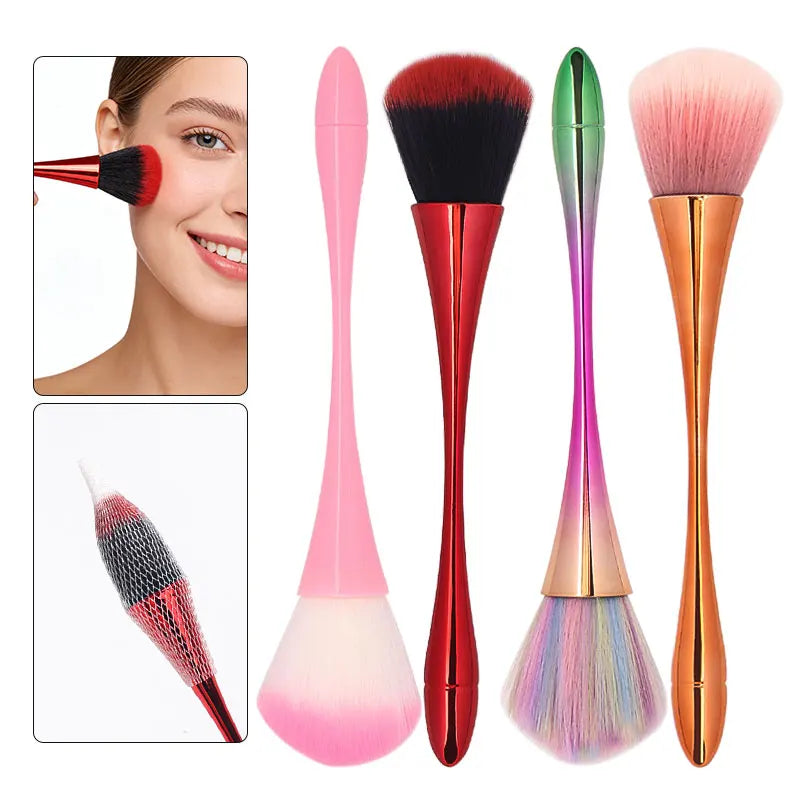 Cosmetic Makeup Brush Set - Loose Powder, Highlighting & Blush Brushes - Soft Synthetic Hair - Multiple Handle Colors