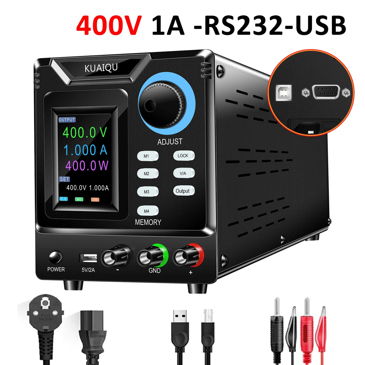 Programmable DC Power Supply 1000V 10A Adjustable Lab Power Supply with RS232