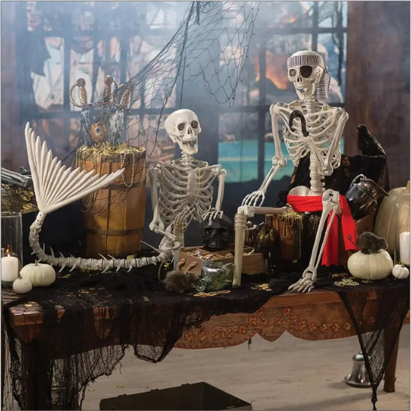 Halloween Mermaid Skeleton Decoration - 80cm Plastic Fish Skeleton for Haunted House & Yard Scene