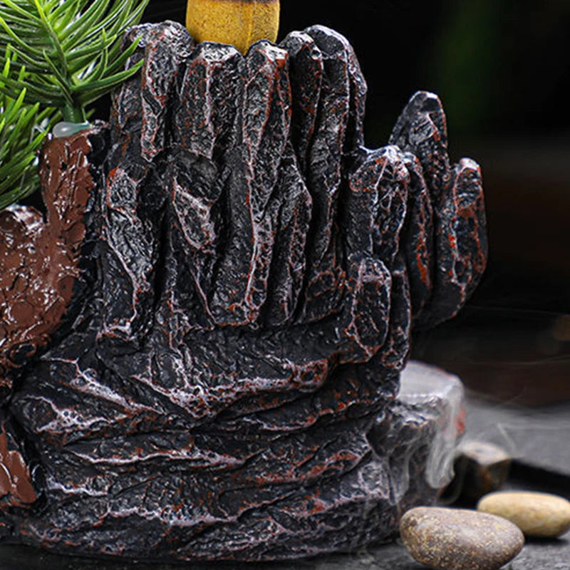 Resin Backflow Incense Burner Mountains River Waterfall Home Decor