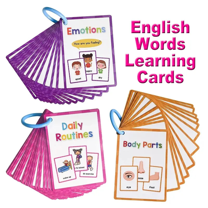 Kids Learning English Words Flash Cards Classroom Teaching Aids - Multiple Colors