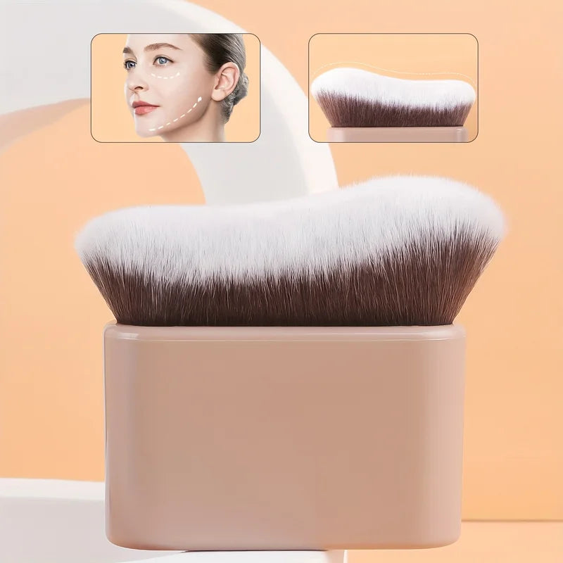 Wave Contour Makeup Brush - Foundation Application, Nylon Bristles, ABS Handle