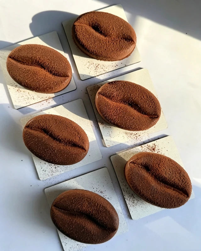 6 Cavity 3D Coffee Bean Silicone Ice Cube Mold for Coffee, Dessert, and Cake