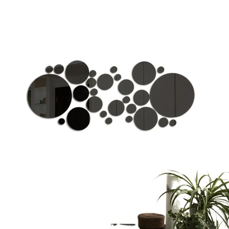 26 PCs 3D Acrylic Mirror Wall Stickers - Round Mirror Decor for Bedroom & Bathroom