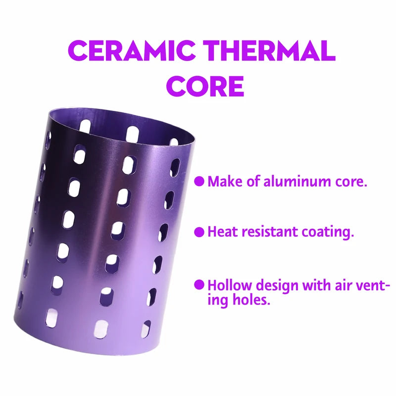 Ceramic Thermal Hair Rollers Set with Self-Grip Nylon & Aluminum Core - 90mm