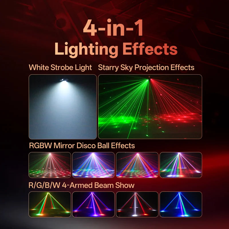 4-Arm Moving Head Stage Light 70W RGBW Beam Effect for DJ Party Theater