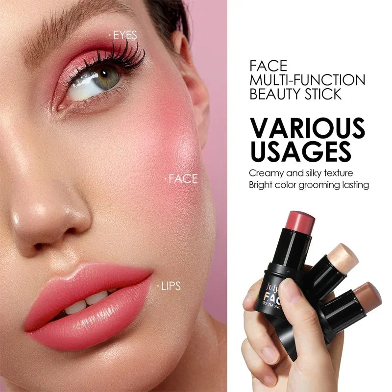 4-Pack Waterproof Face Makeup Sticks for Contouring and Highlighting - Long-Lasting Blush & Shimmer Set for Beginners Women