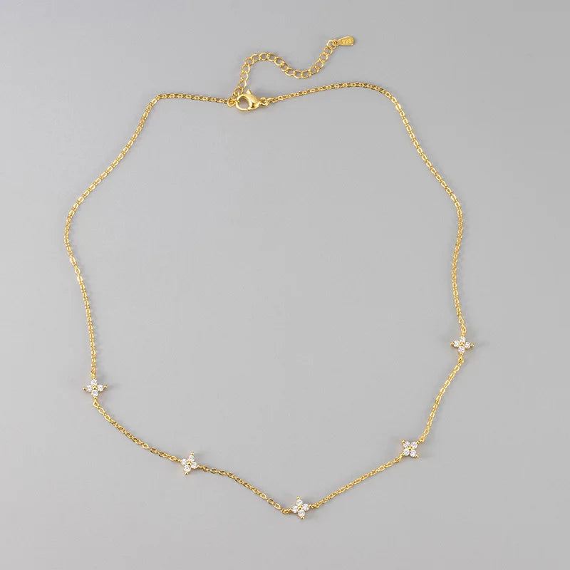 Stainless Steel Zircon Necklaces for Women 18K Gold Plated Collar Chain Jewelry