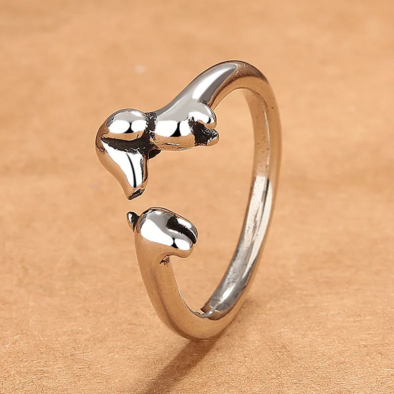 925 Sterling Silver Dog Ring for Women Vintage Jewelry Wedding Engagement Gift