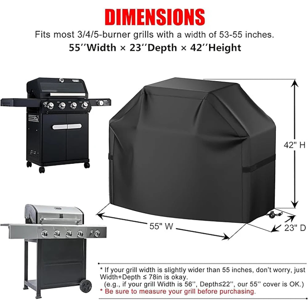 Waterproof BBQ Cover 22-72 Inch Anti-UV Fade-Resistant Grill Protector