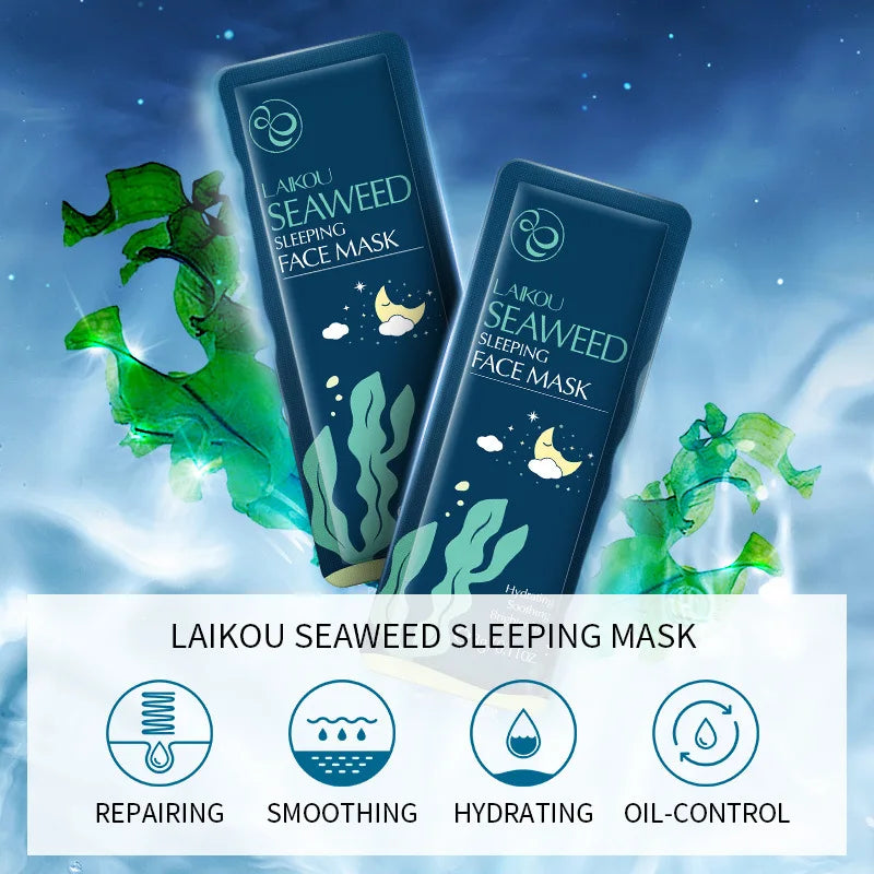 Moisturizing Sleeping Mask Set - Sakura Snail Seaweed Centella Nourishing & Oil-Control Skin Care, 100 pcs