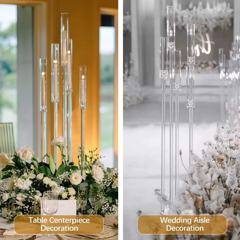 Tall Acrylic Floor Candelabra 5 Arm Candle Holder for Wedding & Home Decor