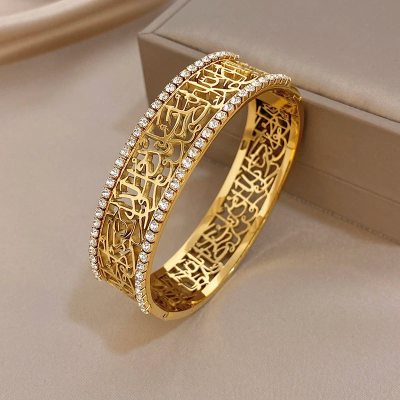 Exquisite Non-Fading Cuff Bangles for Women & Men Jewelry Set with Rhinestones