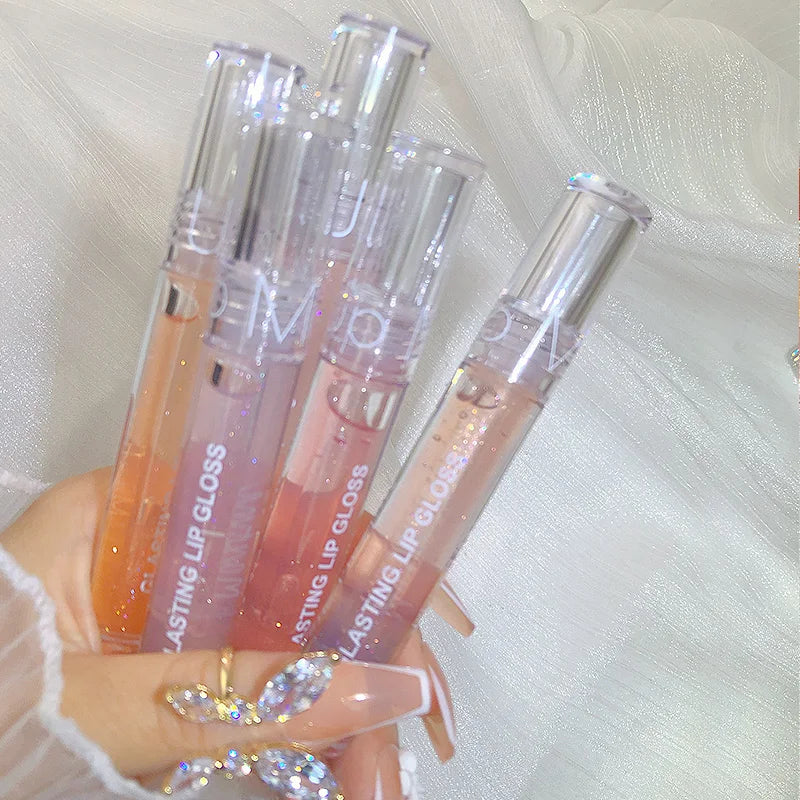 Pearlescent Lip Gloss with Water Reflection Effect - Moisturizing, Plump & Glitter Finish