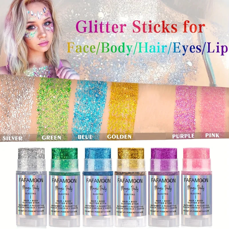 Body Glitter Stick for Face & Body - Holographic Mermaid Face Glitter Rave Festival
