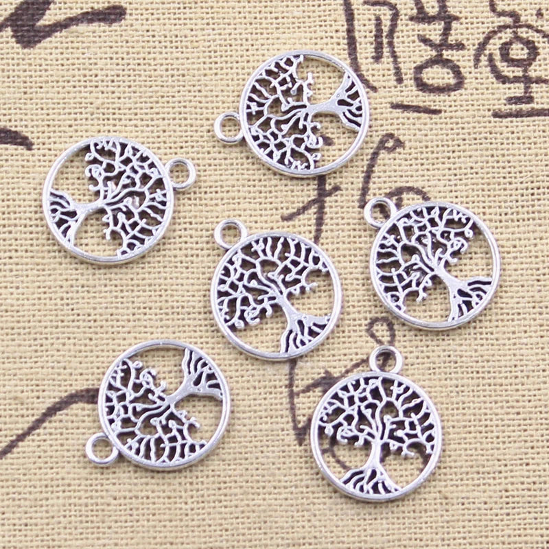 20pcs Charms World Peace Tree Pendant Set 18x15mm Antique Silver Jewelry Making