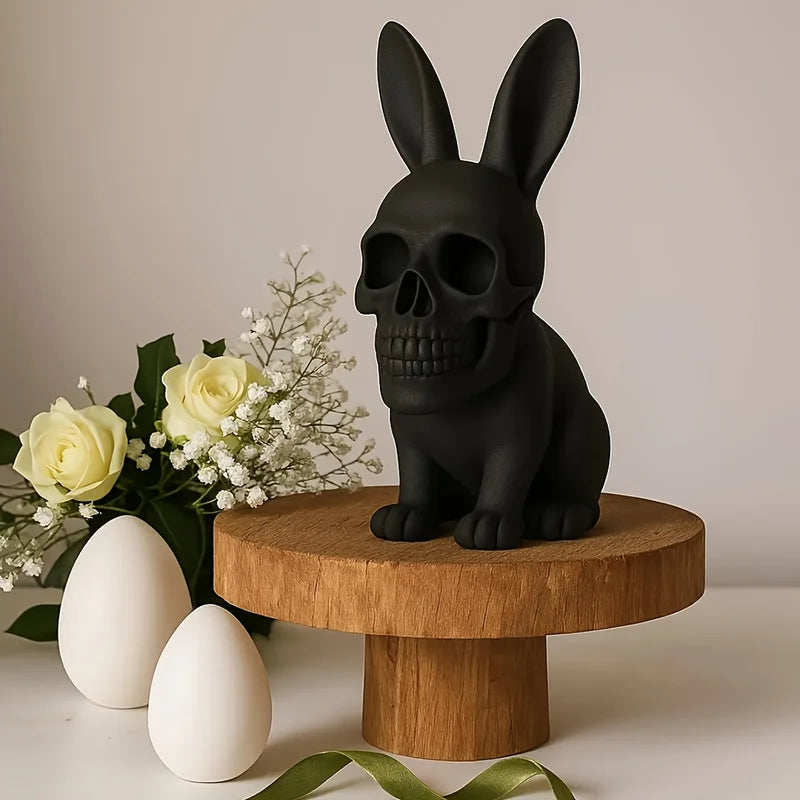 Punk Style Rabbit Skull Statue Halloween Easter Decor Gothic Home Ornament