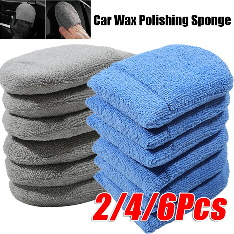 Microfiber Car Wax Applicator Mitts Set - Polishing & Detailing Sponge Pads