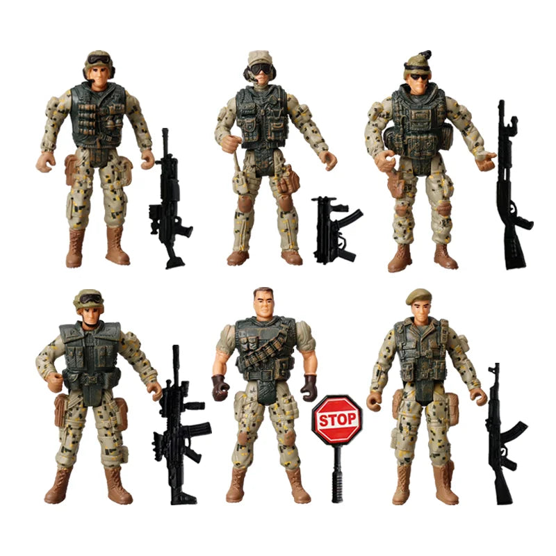 6Pcs Army Men SWAT Team Soldiers Action Figures Playset for Kids, Military Toy Gift