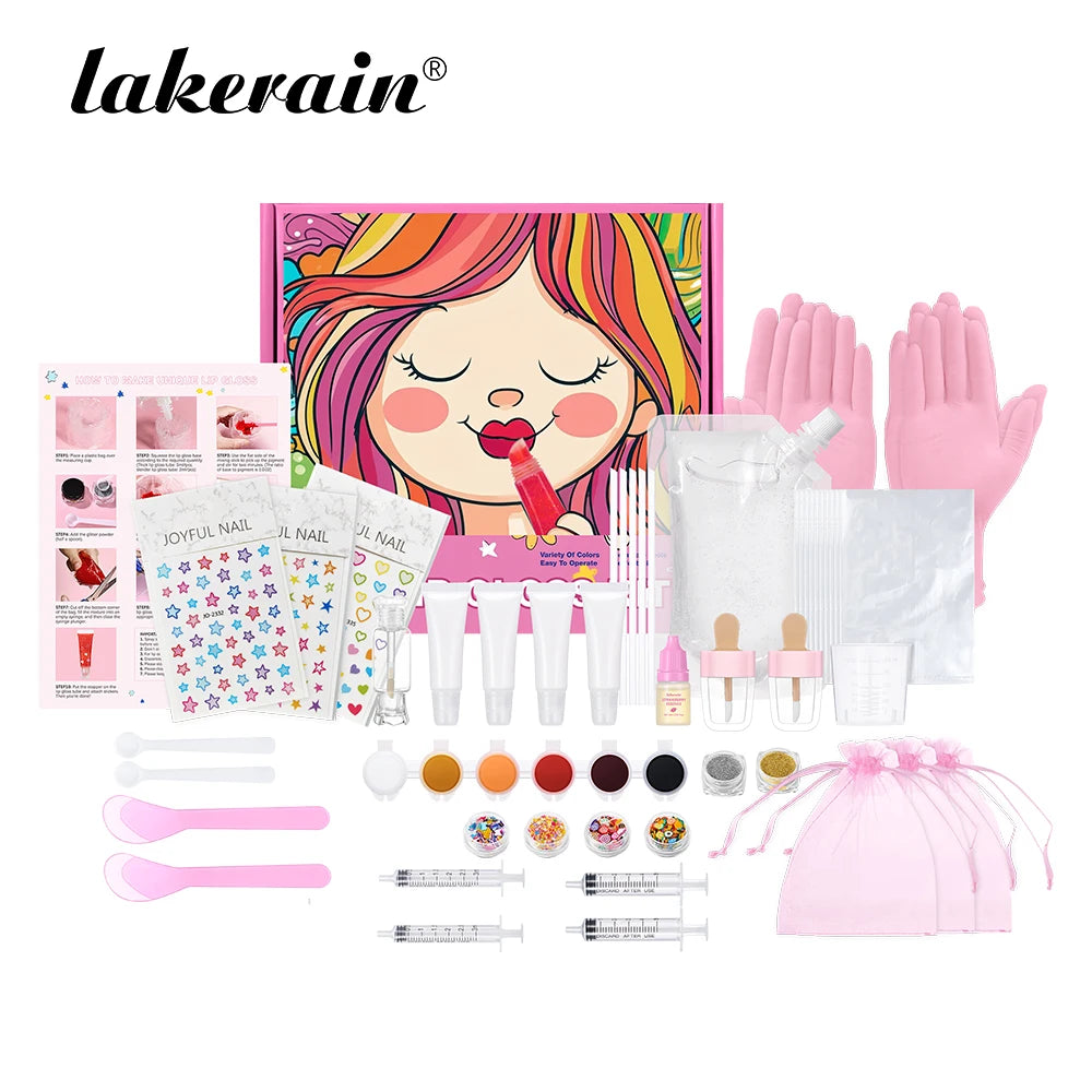 DIY Lip Gloss Making Kit with Glitter Pigments & Tools - Create Custom Lip Color