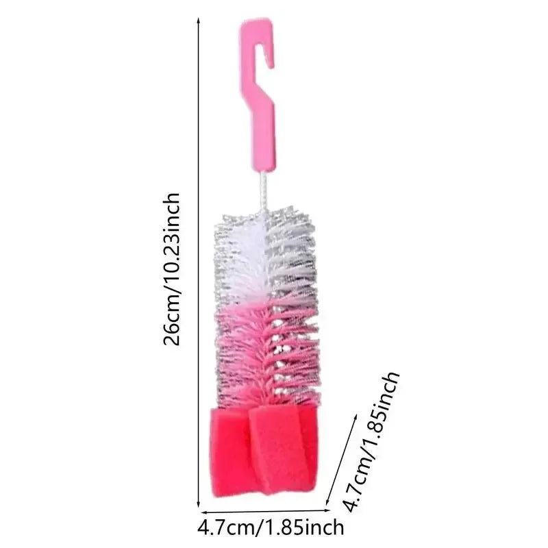 Multi-Purpose Baby Bottle Brush with Long Handle and Sponge for Bottle and Cup Cleaning