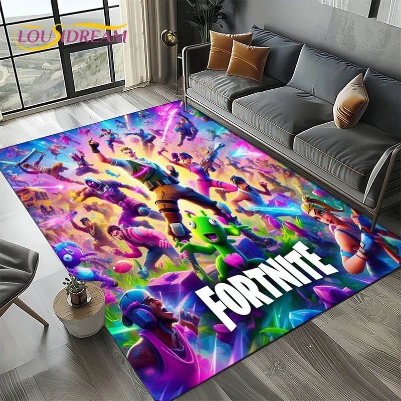 Cartoon Characters Gaming Rug for Kids Bedroom & Living Room - Non-slip Floor Mat