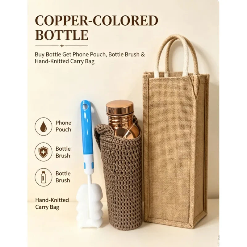 Vintage Copper Water Bottle 800ml-1000ml Outdoor Drinking Cup - Gift & Daily Use