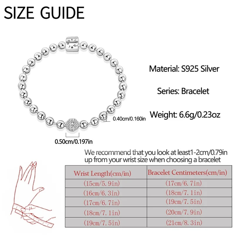 Sterling Silver Love Forever Bead Bracelet for Women - Anniversary Jewelry