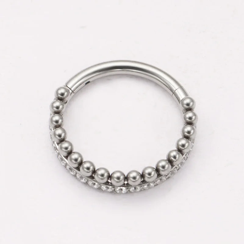 Titanium Septum Nose Ring Hoops - Clicker Tragus Daith Cartilage Helix Conch Piercing 8/10/12mm