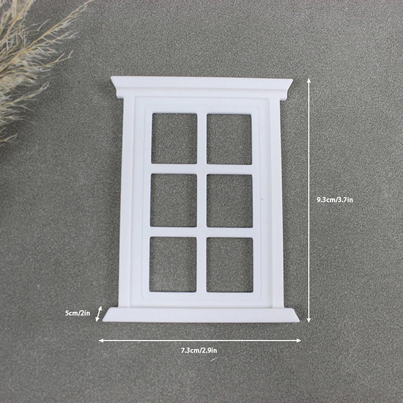12-Piece Dollhouse Miniature Window Set - 16 Grid Square Model Home Decor