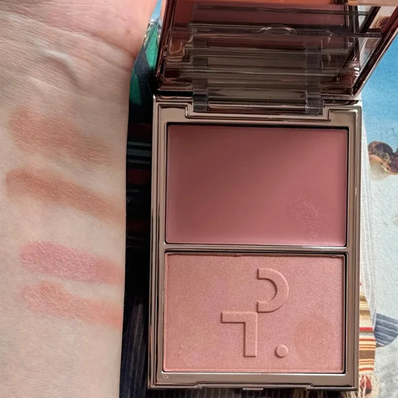 Double-Take Creme & Powder Blush Set - Matte Satin Finish, Fine Powder Texture