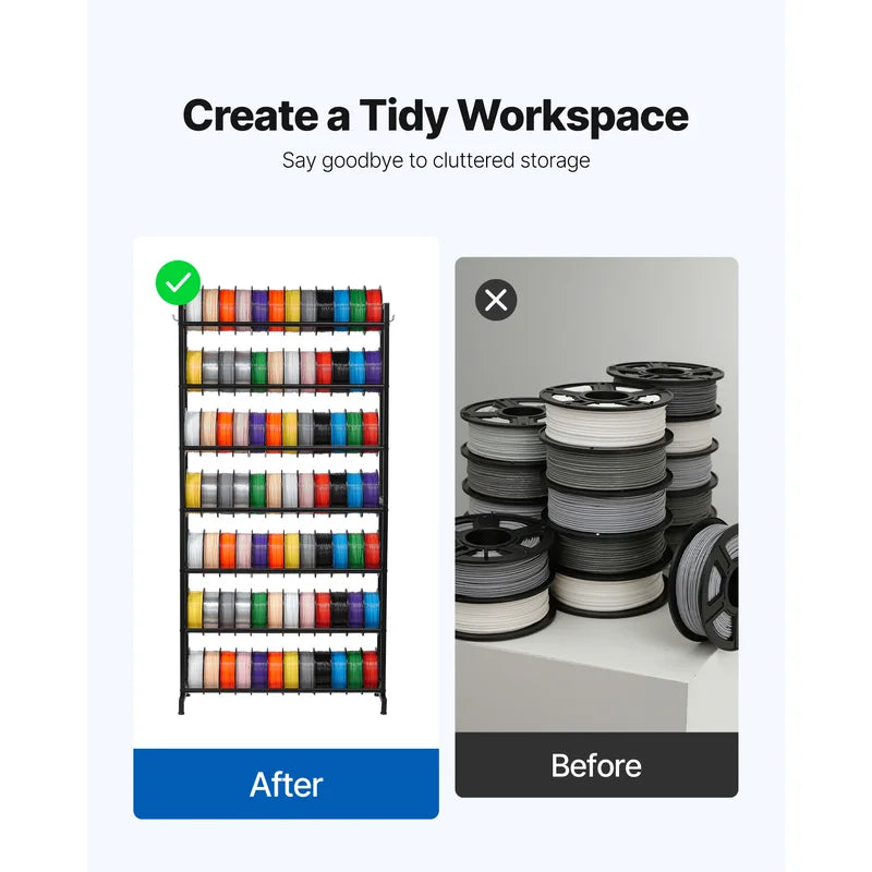 7-Tier Filament Storage Rack for 3D Printer Spools - Space-Saving Organizer