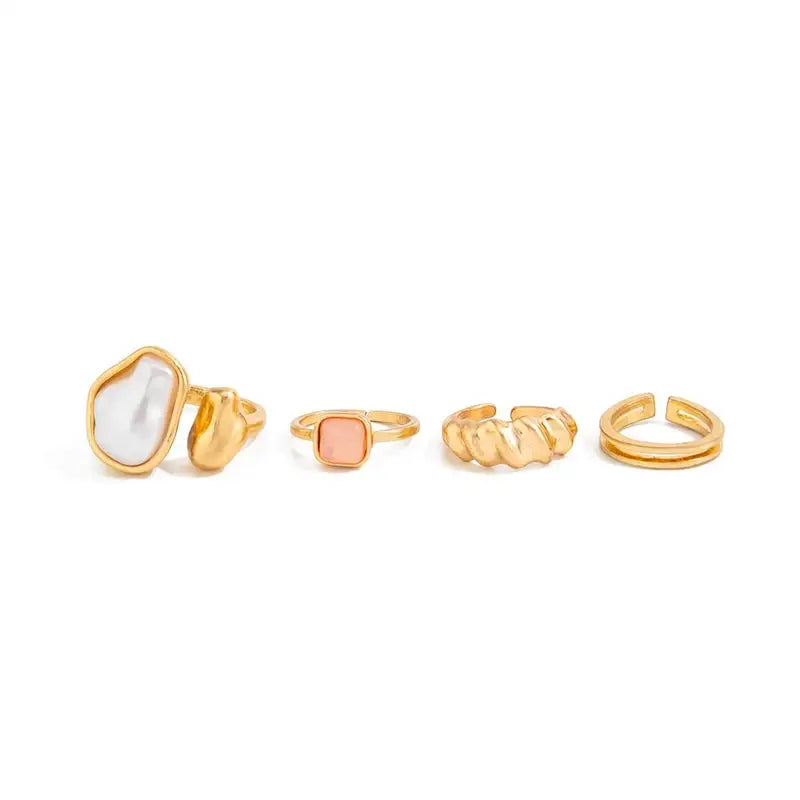 Adjustable Toe Rings Set for Women - Pearl Inlay Open Foot Jewelry
