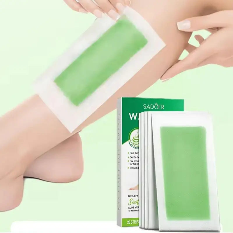 Hair Removal Wax Strips for Face & Body - Double Sided Cold Wax Paper, 20 Sheets
