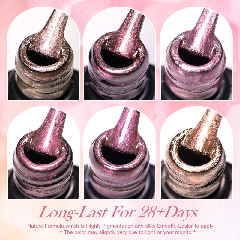 Magnetic Gel Nail Polish - Nude Pink, Gold, Semi-Permanent UV Varnish for DIY Manicure