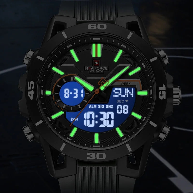 Men's Dual Display Sports Watch Waterproof LED Chronograph with Alarm