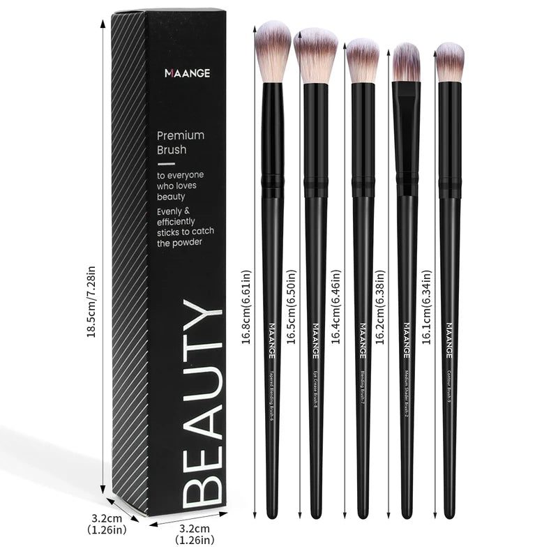 5-Piece Eye Makeup Brush Set for Eyeshadow & Contouring - Synthetic Hair