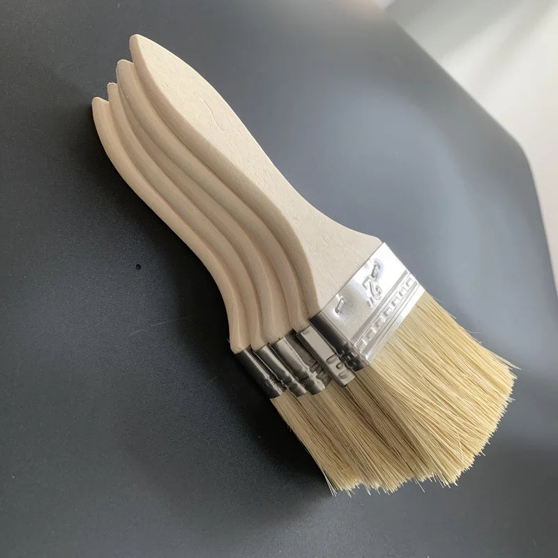 Wooden Paint Brush Set with Ergonomic Gourd Handle, 2-Inch Natural Mane for Painting and Staining