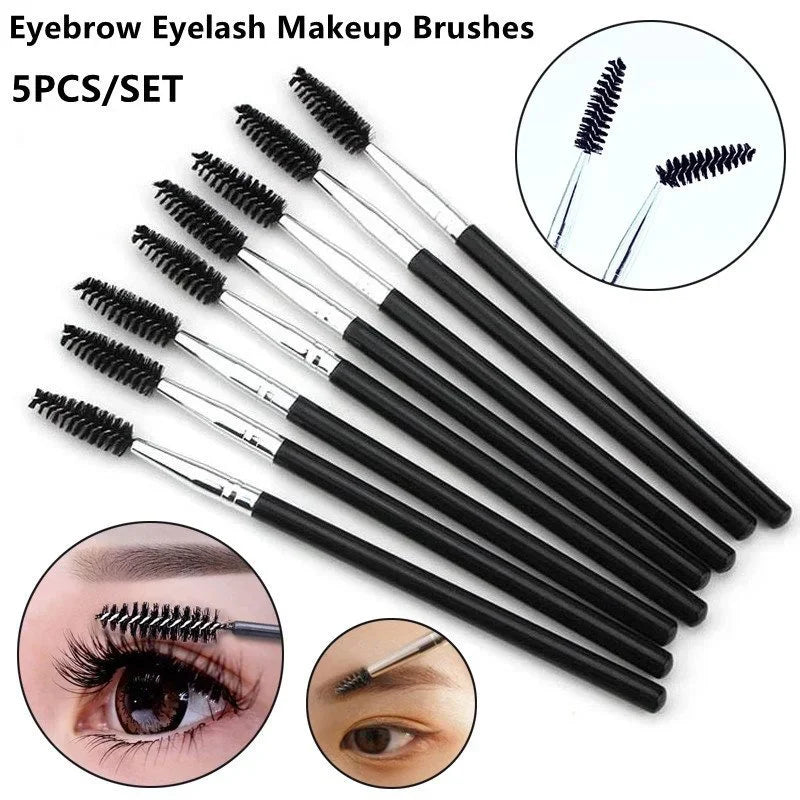 5PCS Eyebrow and Eyelash Makeup Brush Set - Portable Cosmetic Tools