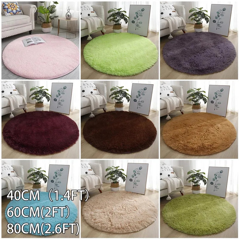Large Shaggy Area Rug - Soft Round Carpet for Living Room & Bedroom, Multi Color Options