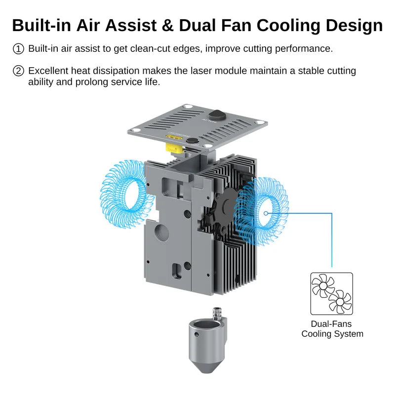 20W Laser Module for CNC Engraving and Cutting with Air Assist Nozzle