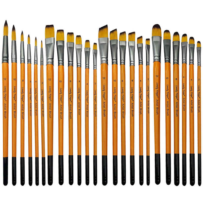 Artist Paint Brush Set - 6/24 Pcs Premium Nylon Hair Paintbrushes for Acrylic, Oil, Watercolor Painting