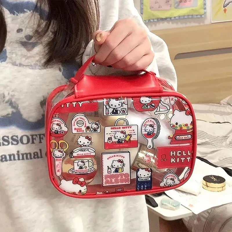 HelloKitty Cartoon PVC Makeup Bag Large Capacity Travel Organizer